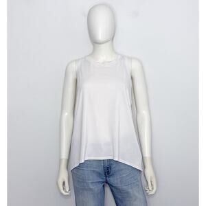 Athleta Tank Top Womens M White Racerback Crew Neck Breathable Logo